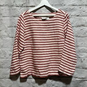 Rachel Zoe 100% Linen red stripe top blouse French girl style size medium NWT